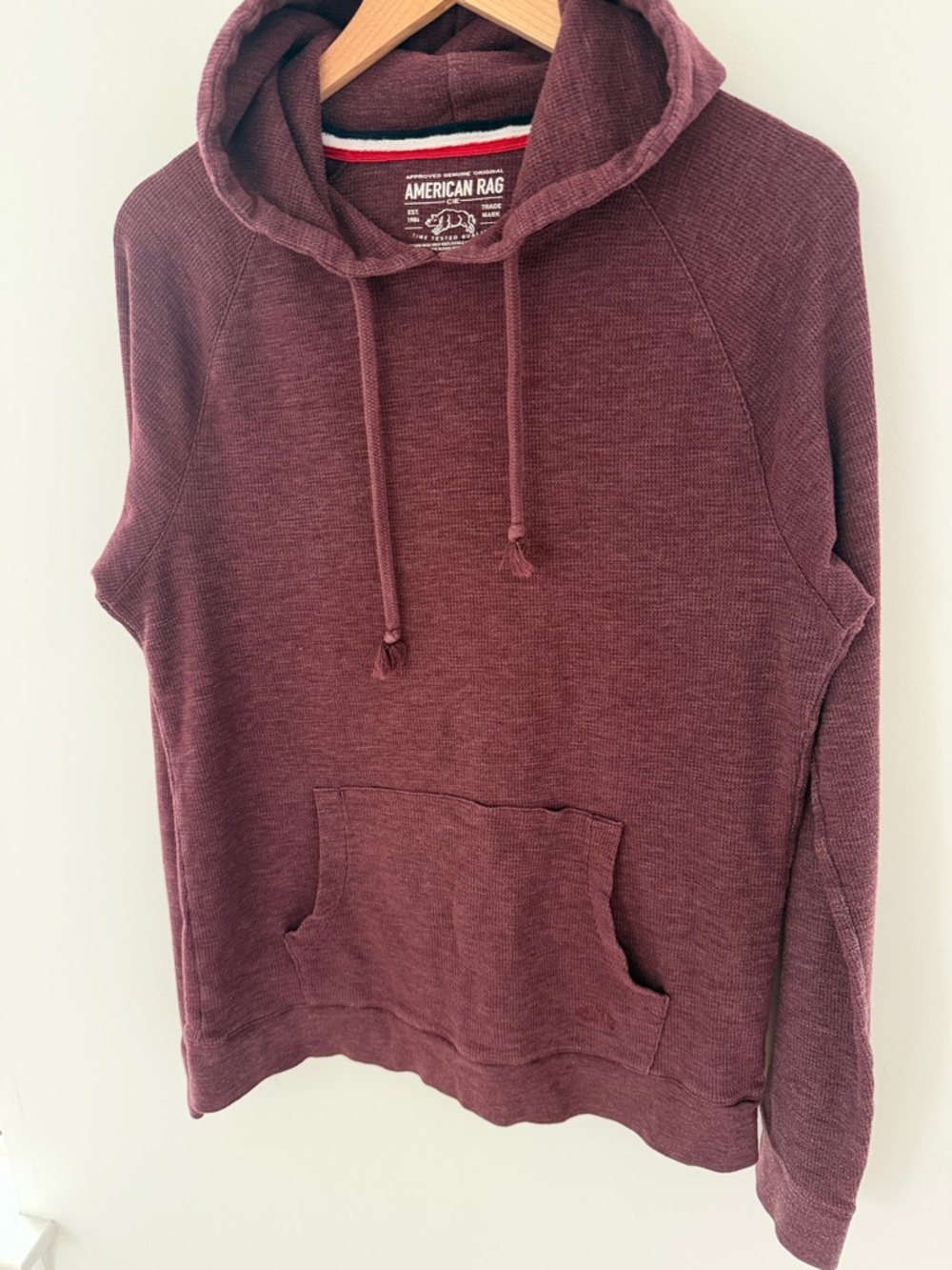 American Rag Burgundy Hooded Pullover Sweatshirt Size Large